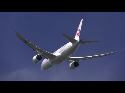 日本航空 ボーイング787離陸 Japan Airlines Boeing 787-8 Take off from Tokyo Narita Int&#039;l Airport 成田国際空港 飛行機動画