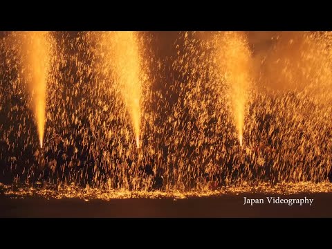 手筒花火 HD - Spectacular Japanese Handheld Fireworks Show - 駿河木嶋手筒組花火実演 河津桜まつり Traditional Hanabi