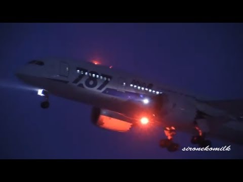 秋田空港 ボーイング787の離陸 All Nippon Airways Boeing 787-8 Take off | Japan Akita Airport 全日本空輸 飛行機の離陸