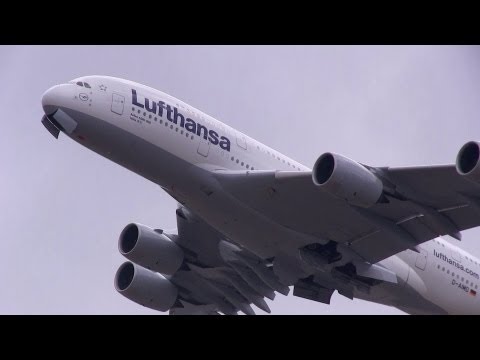 超巨大飛行機離陸 Huge Plane Lufthansa Airbus A380-800 D-AIMD Take of from Tokyo Narita int&#039;l Airport 成田国際空港