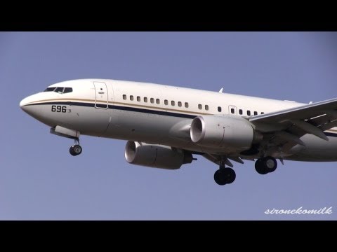 仙台空港 アメリカ海軍機 US Navy C-40A Clipper Transporter Landing to Sendai Airport クリッパー輸送機着陸 Boeing737