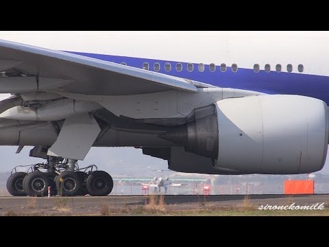仙台空港 B777の離着陸 ANA Boeing 777-200 Landing and Take off at Japan Sendai Airport 全日本空輸 ボーイング777 飛行機動画