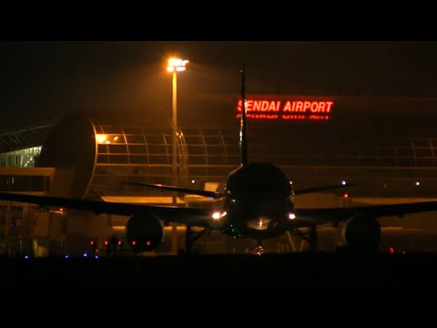 仙台空港夜景 Night Plane Spotting at Japan Sendai Airport 飛行機の離着陸 旅客機 Landing and Take off
