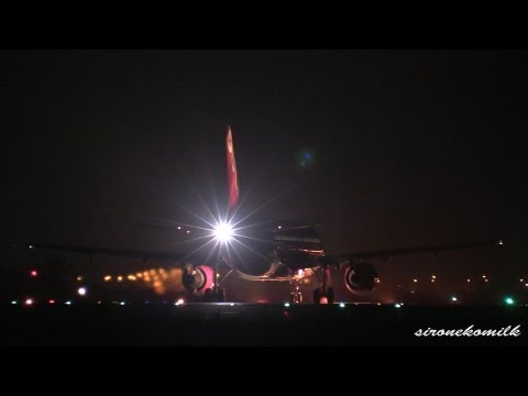 飛行機動画 Japan Night Plane Spotting at Sendai Airport 仙台空港滑走路の美しい夜景と飛行機離着陸 Runway Night View