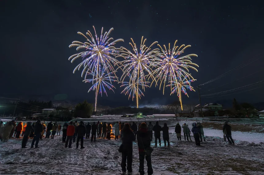 New Year Fireworks 2022 with Artistic 12 inch shells in Nagano Japan