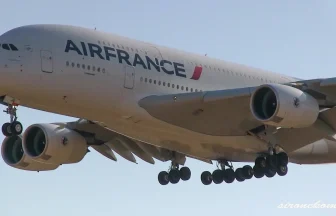 Huge Plane Air France Airbus A380-800 Landing to Narita International Airport