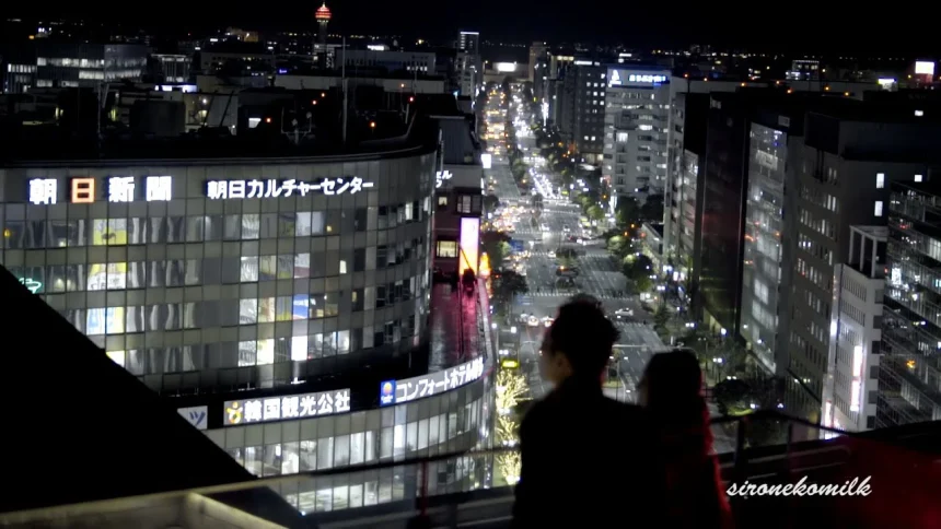 Night View of Hakata City from Hakata Station Bilding | Fukuoka Japan