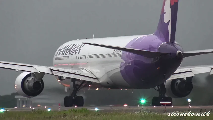 Hawaiian Airlines Boeing 767-300ER N586HA Landing&Take off at Sendai Airport