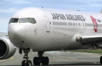 JAPAN AIRLINES International charter Flight BOEING 767-300ER Take off from Sendai Airport