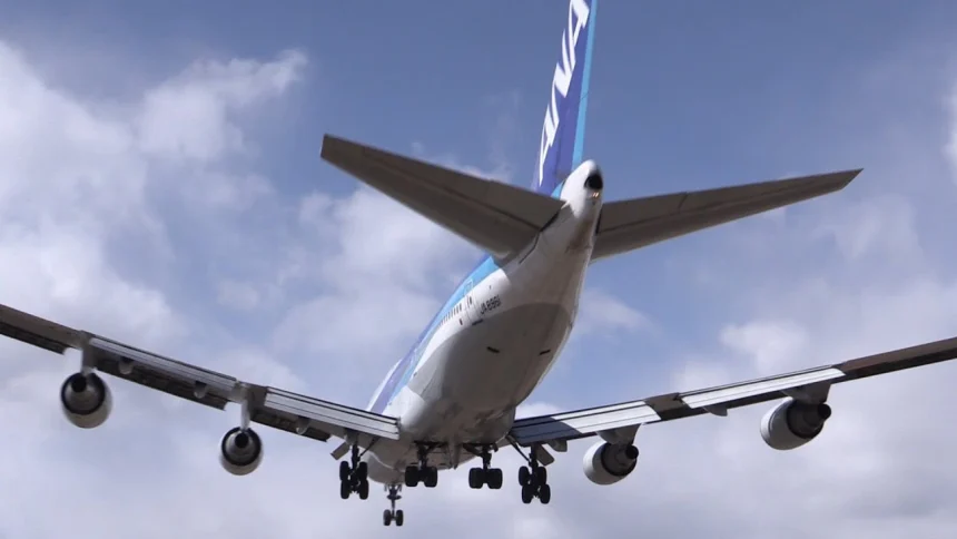 ANA BOEING 747-400D Landing & Take off at Sendai Airport