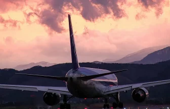 ANA BOEING 767-300 Take off from Sendai Airport with a beautiful Twilight