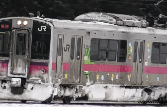 Ou main line 701 series Moyashimon wrapping train & small art museum train