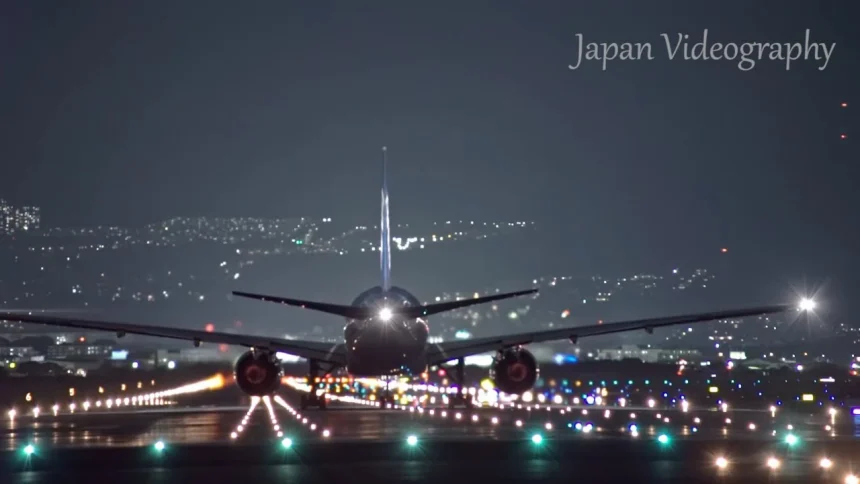 Night Plane Spotting at Osaka International Airport(Itami) from Senrigawa |Toyonaka, Osaka Japan