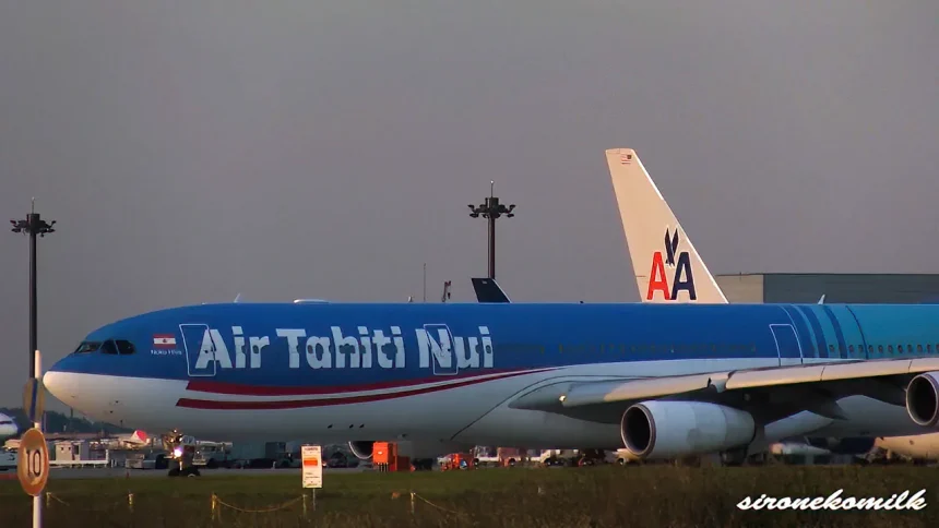 Air Tahiti Nui Airbus A340-300 Take off from Narita International Airport