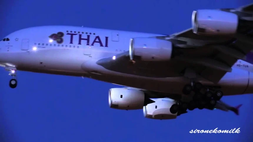 Thai Airways Internatinal Airbus A380 Land to Tokyo Narita Int'l Airport