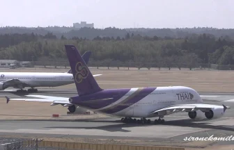 Thai Airways International Airbus A380 Take off from Narita Int'l Airport