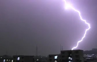 Thunder and lightning strikes in Sendai City, Miyagi prefecture Japan