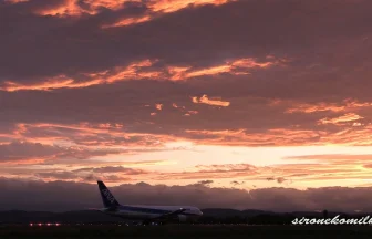 The sunset was beautiful at Sendai Airport after the typhoon passed