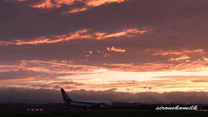 The sunset was beautiful at Sendai Airport after the typhoon passed