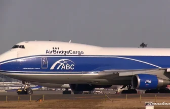 Air Bridge Cargo Airlines Boeing 747-400F VQ-BJB takes off from Tokyo Narita International Airport