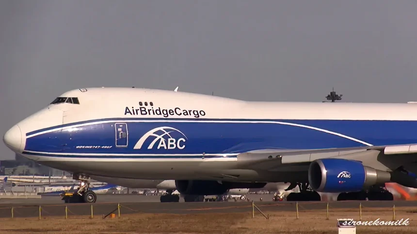 Air Bridge Cargo Airlines Boeing 747-400F VQ-BJB takes off from Tokyo Narita International Airport