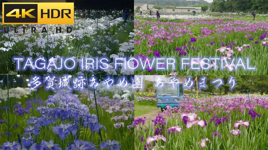 4K HDR HLG | Tagajo Castle Ruins Iris Flower Festival | Tagajo, Miyagi Japan