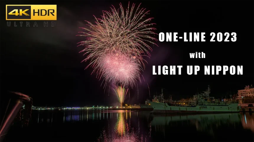 4K HDR ONE LINE 2023 with LIGHT UP NIPPON Fireworks Display | Kesennuma, Miyagi Japan