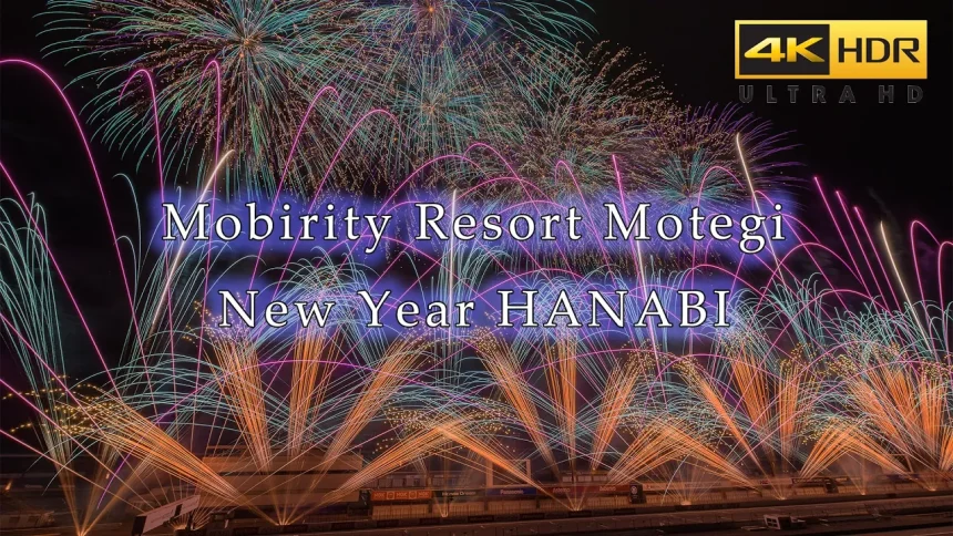 4K HDR New Year Fireworks 2024 in Mobility Resort Motegi | Motegi Town Tochigi Pref. Japan