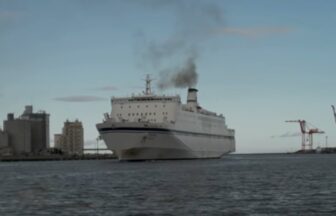 Pacific ferry Kitakami entering Sendai Port in Miyagi Japan